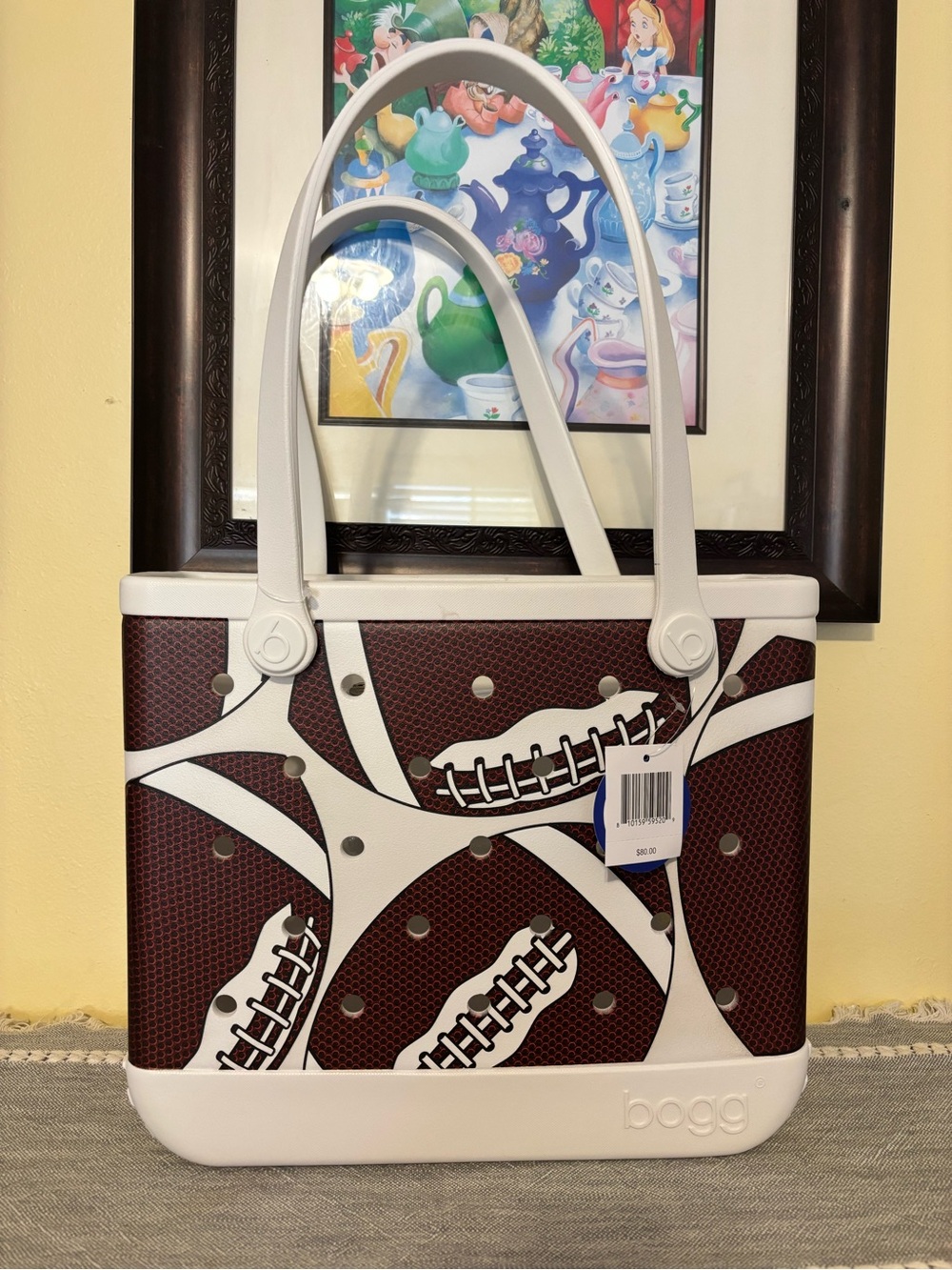BOGG BAG White & Brown Football-Print Tote